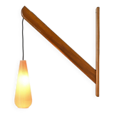 Solid pine gallows lamp, France, circa 1960