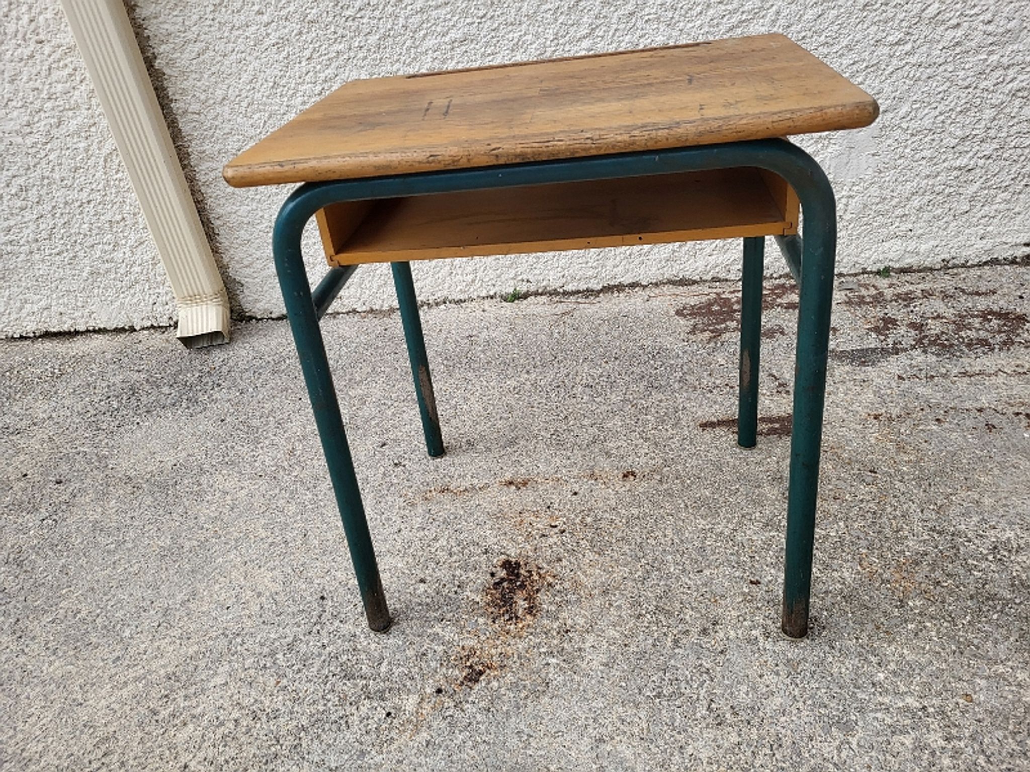 Pair of desks desks school 1960 in metal and oak