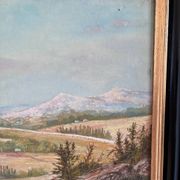 Vintage original landscape oil painting: Countryside nature wall art