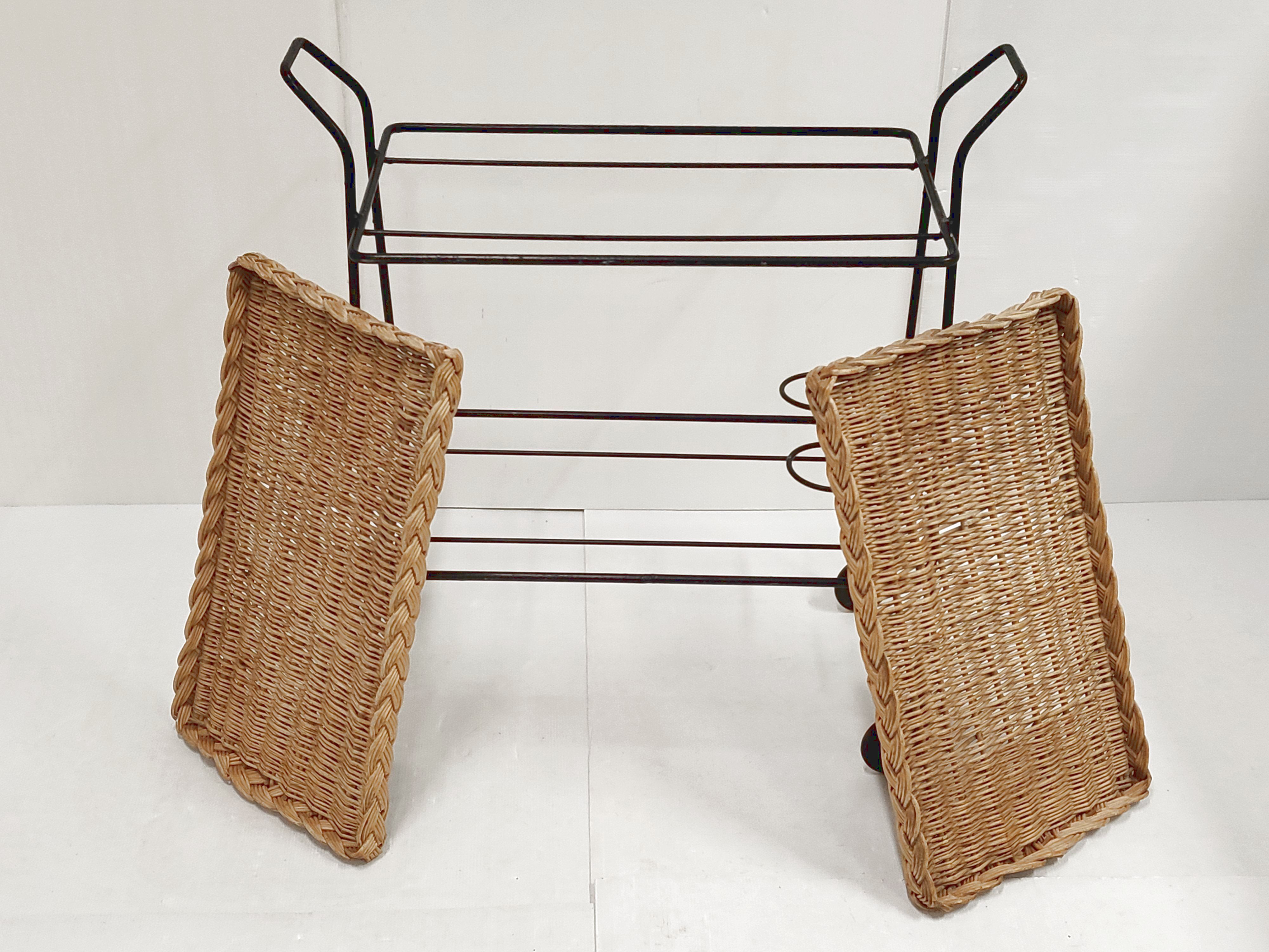 Vintage rattan & steel service 1950