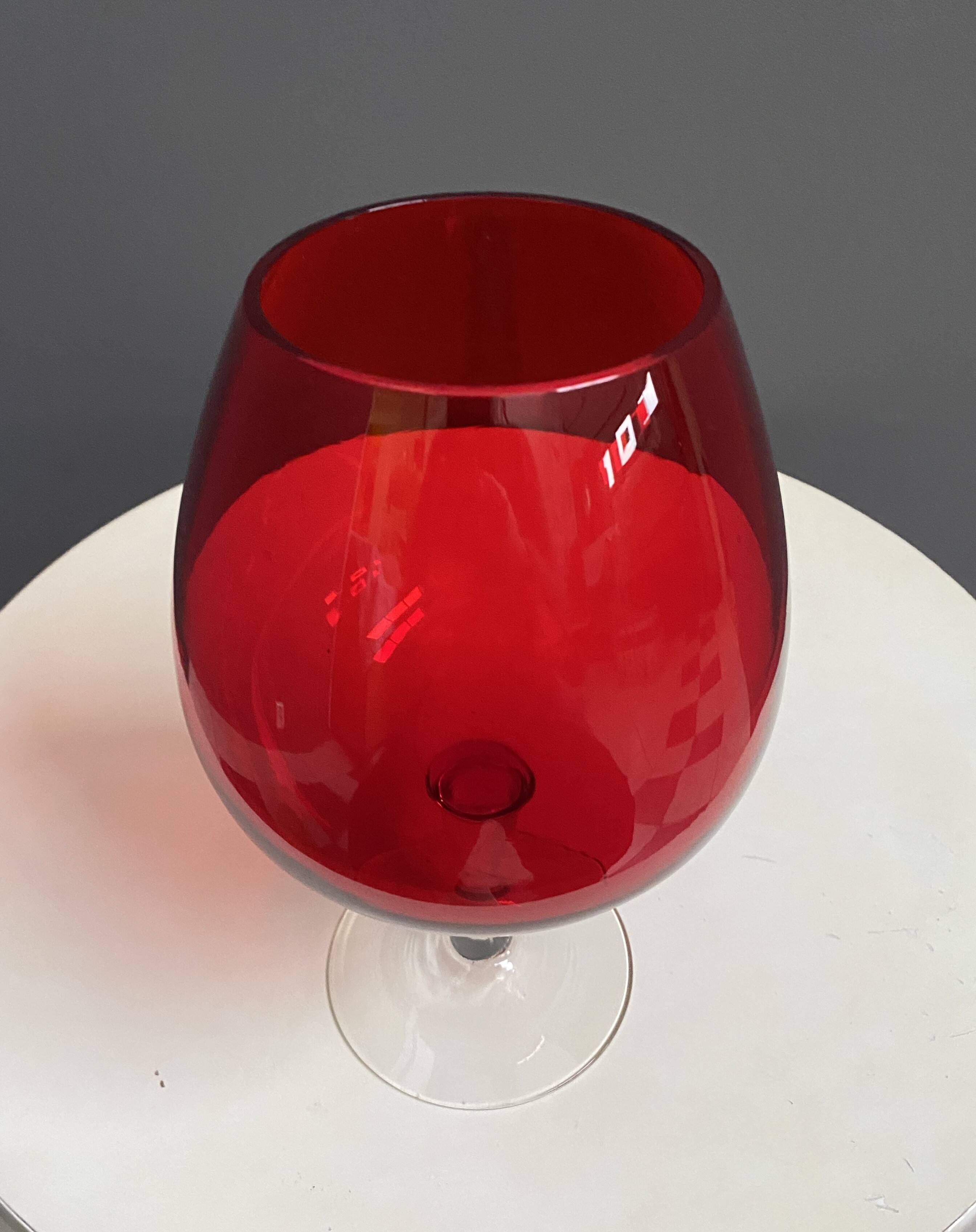 Empoli red large glass shape vase 1960s