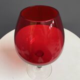 Empoli red large glass shape vase 1960s