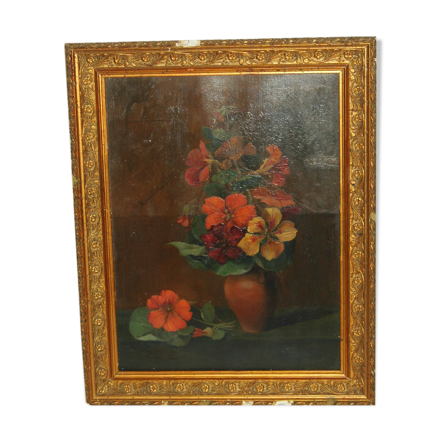 oil on flower bouquet panel