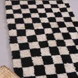 Moroccan Handmade Beni Ourain Rug 95 x 177 cm - Checkered Berber Runner rug
