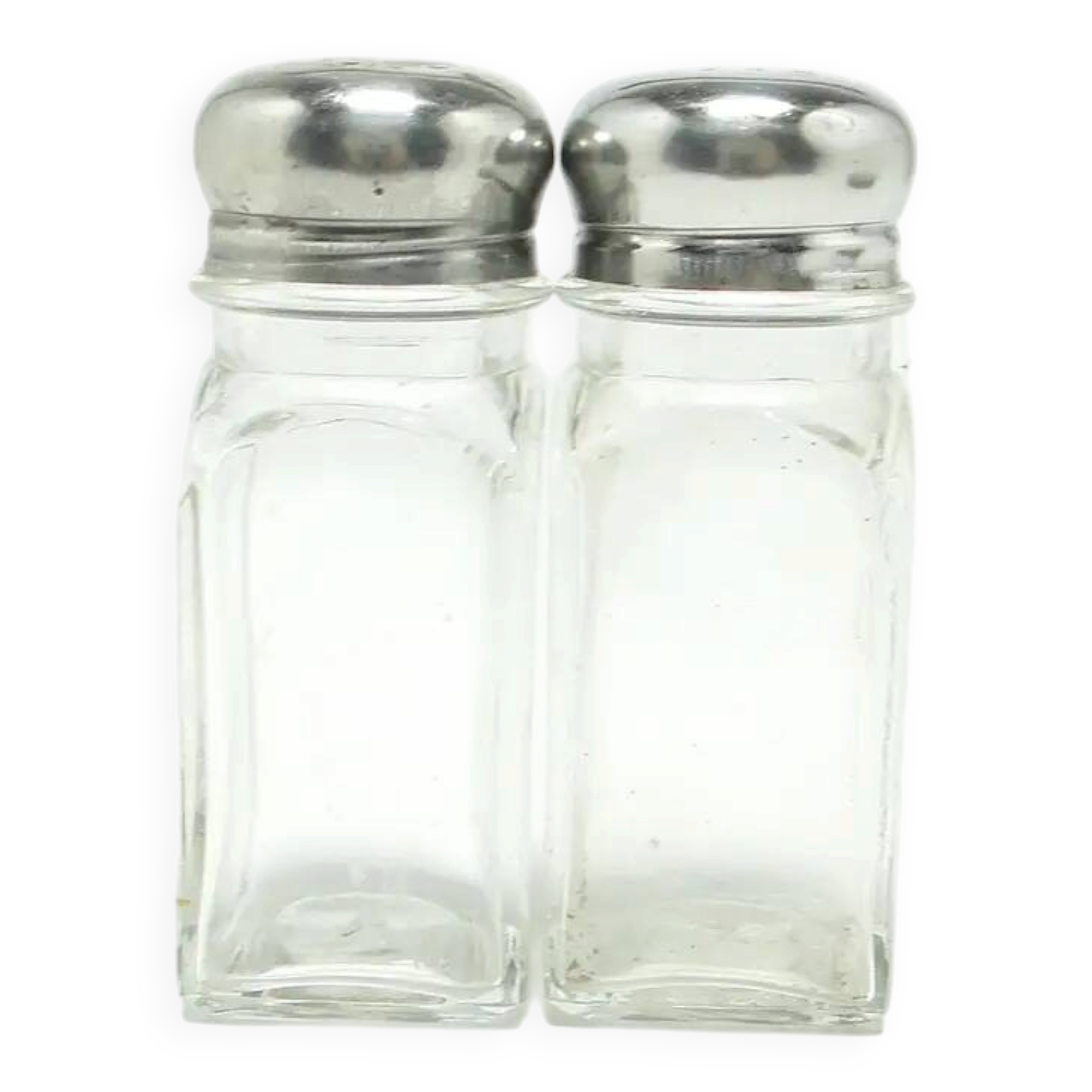 Salt shaker set, modernism, transparent glass, Poland, 1970s.