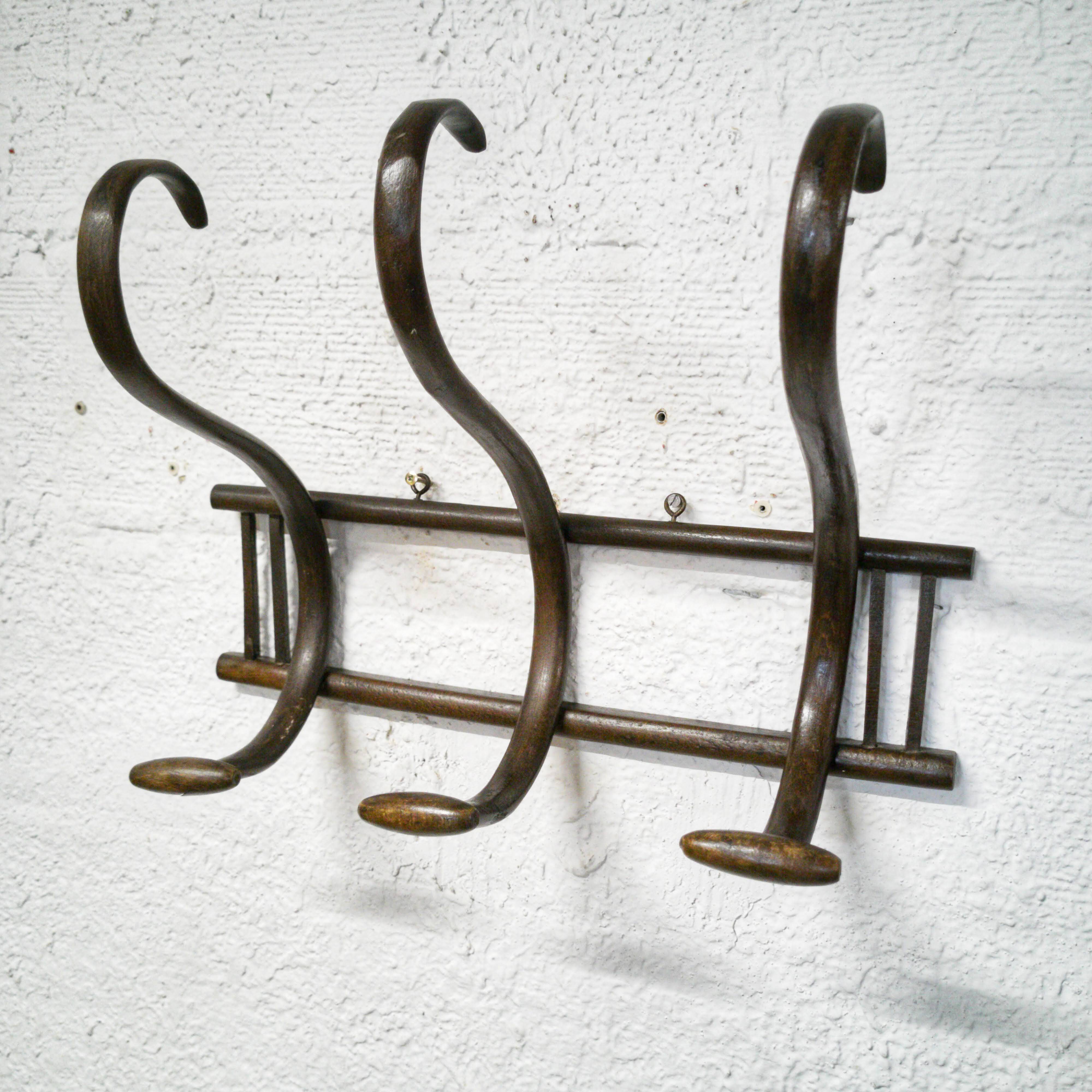 Bentwood wall-mounted coat rack