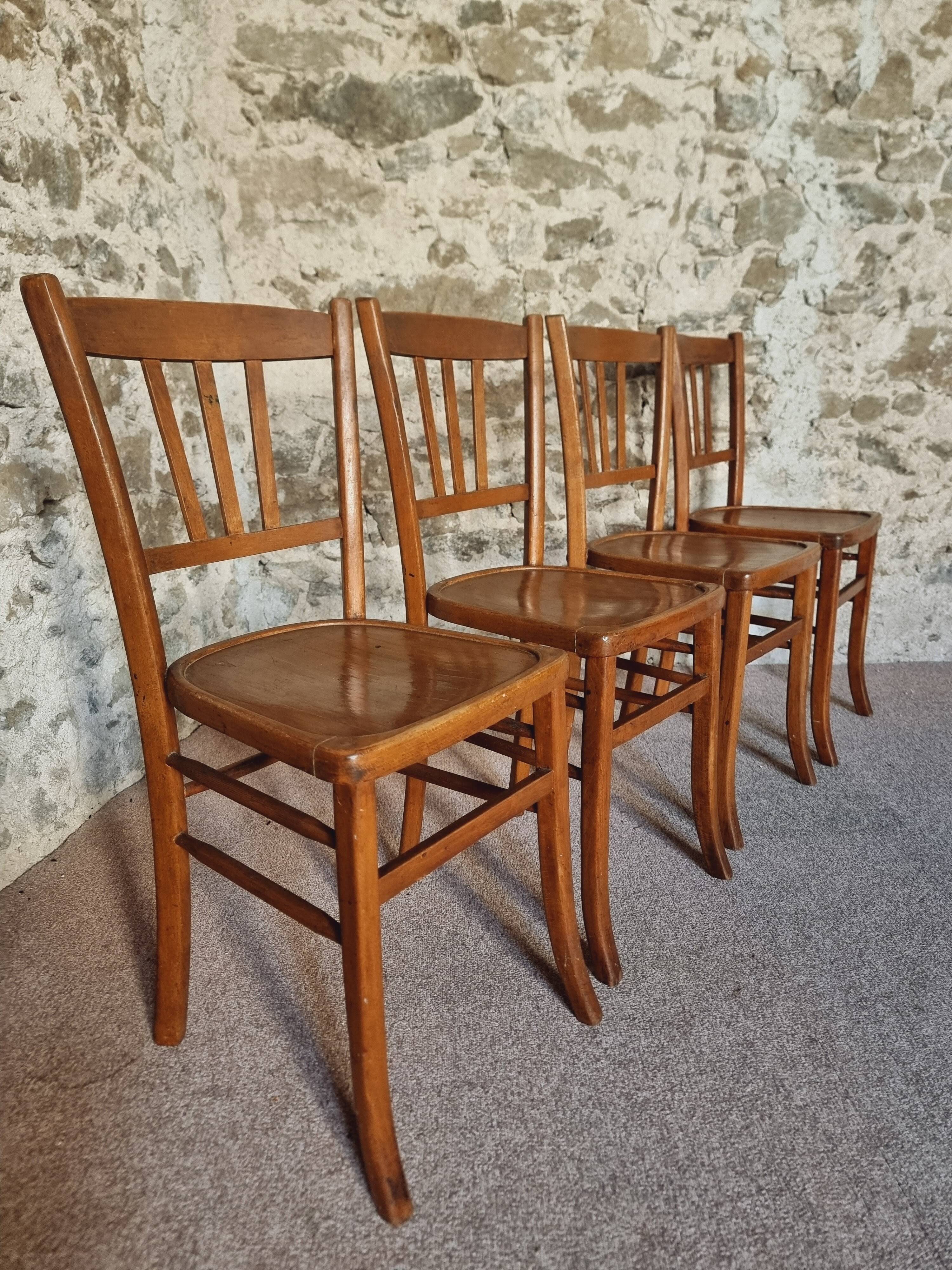Set of 4 vintage Luterma beech bistro chairs – 1950s