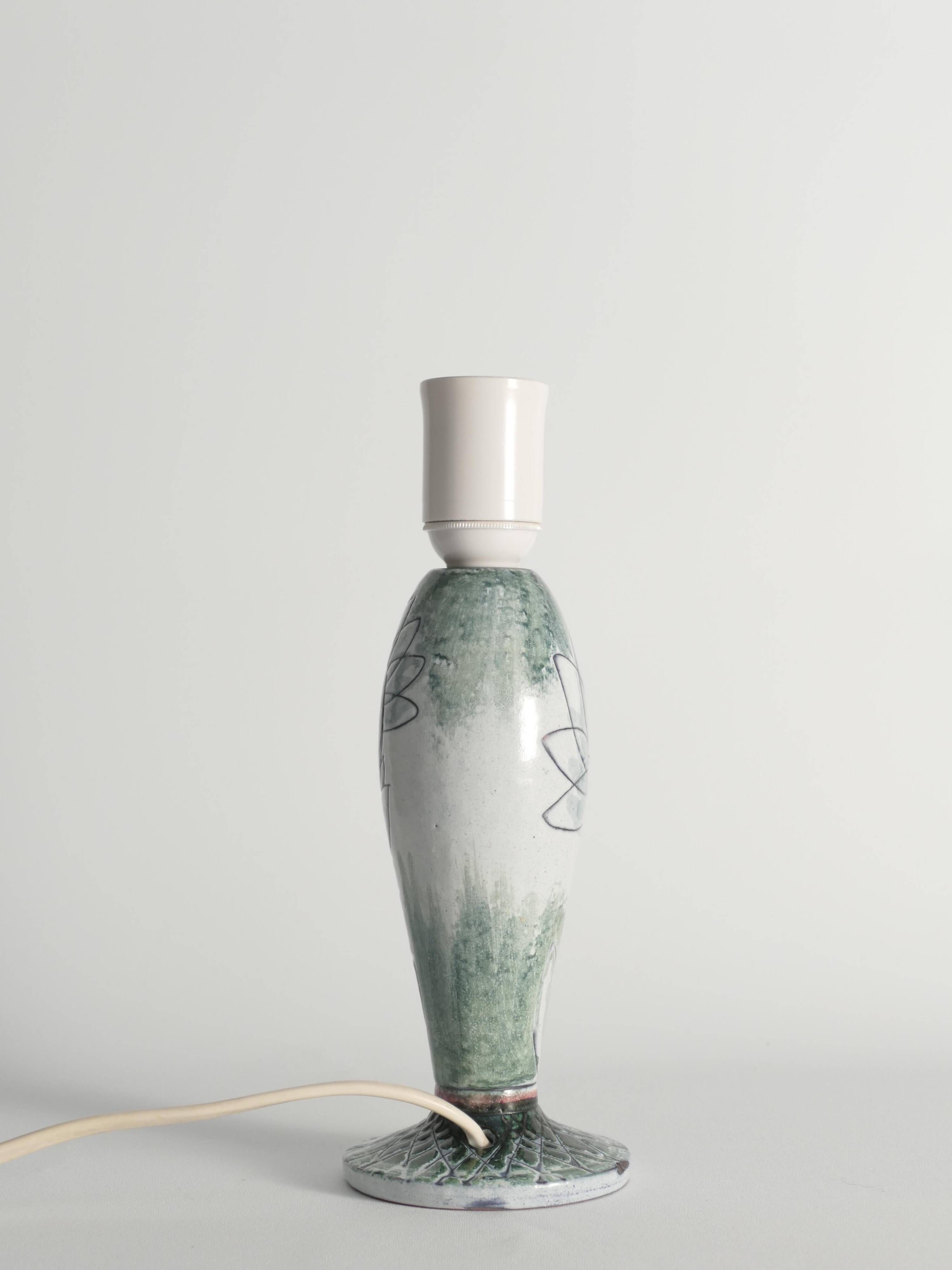 Scandinavian Modern Ceramic Butterfly Motif Table Lamp by Tilgmans, Sweden 1960