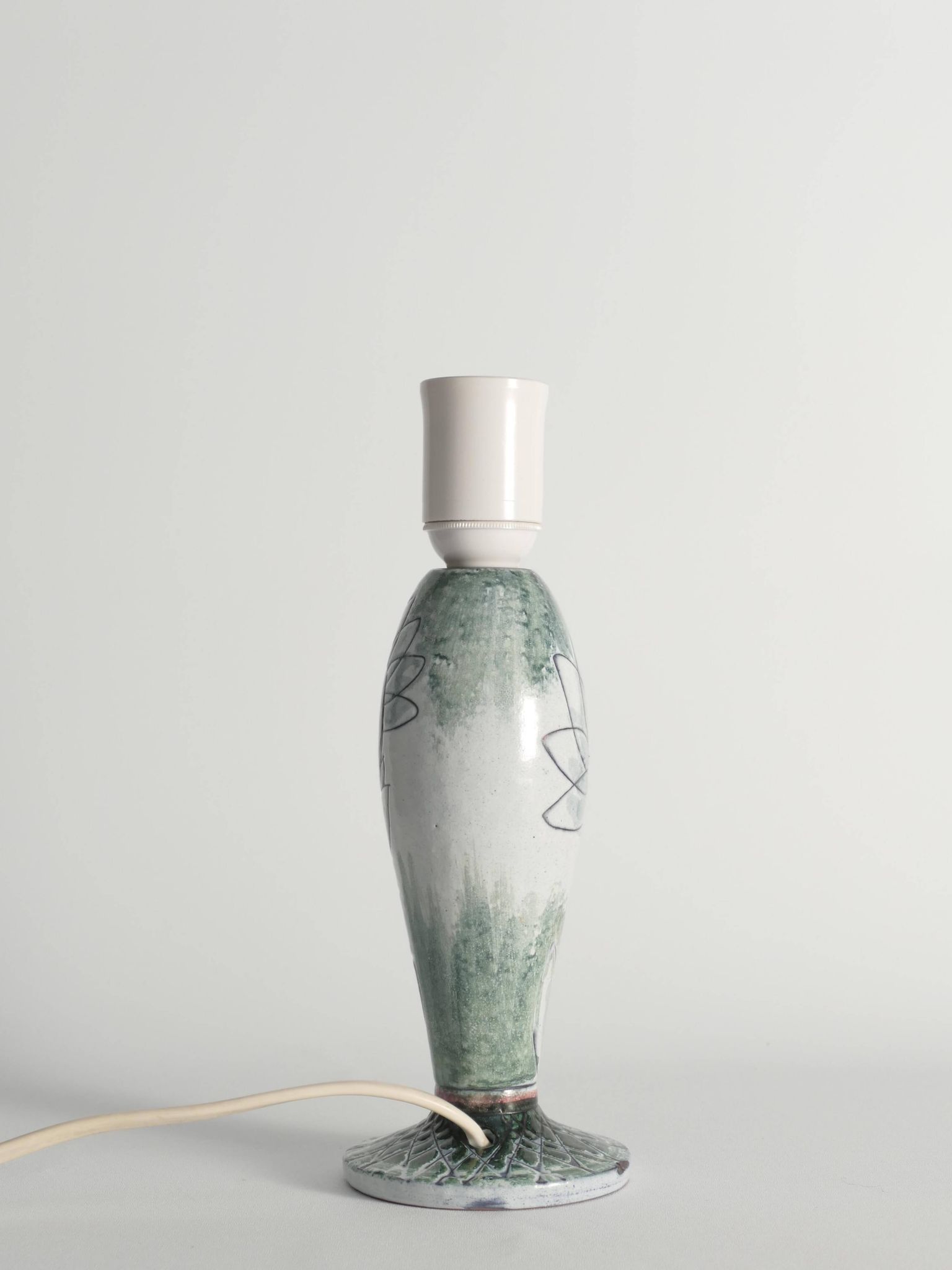 Scandinavian Modern Ceramic Butterfly Motif Table Lamp by Tilgmans, Sweden 1960