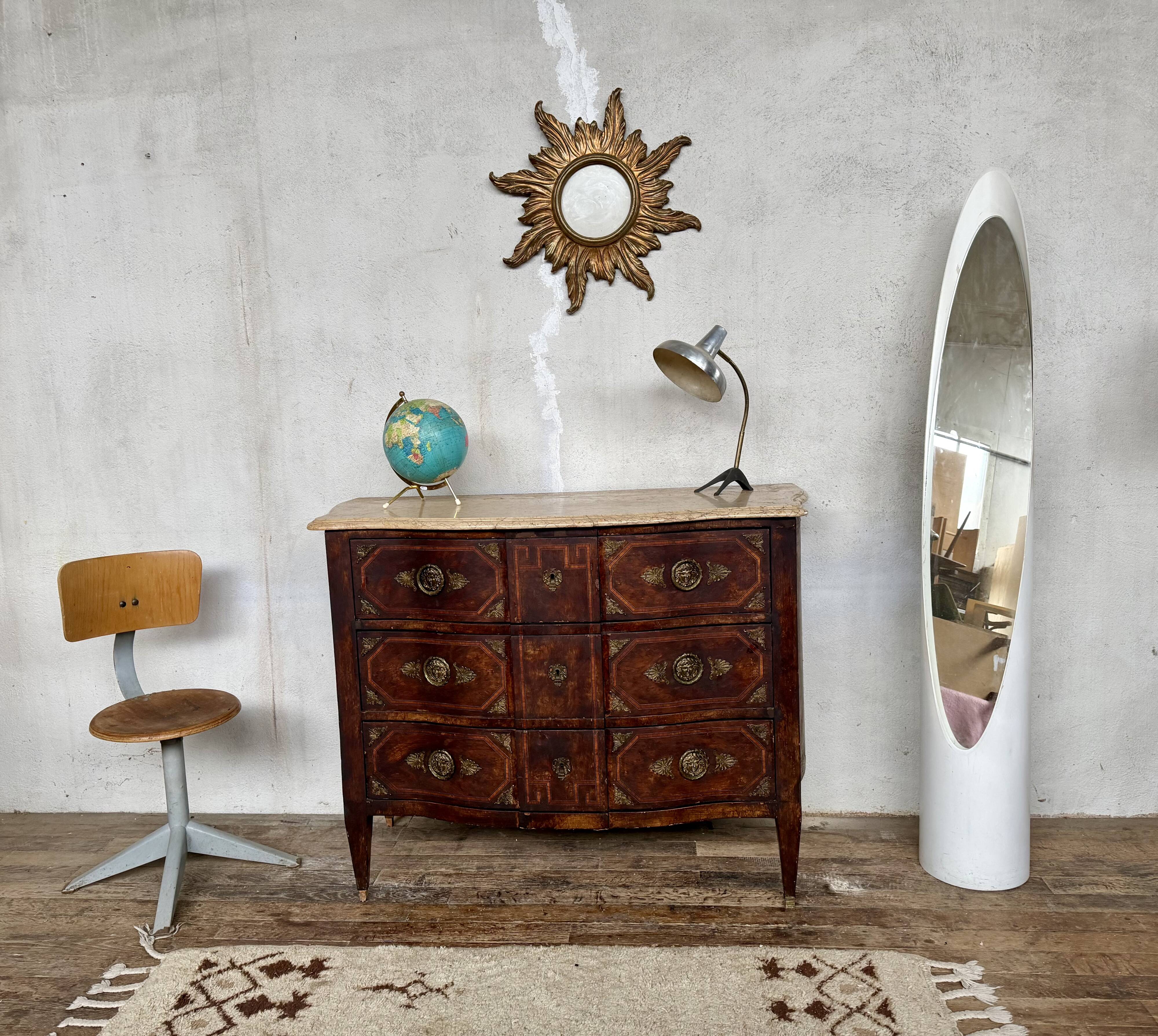 🪑✨ Louis XVI Commode from the early 19th century – Marquetry & Marble ✨🪑