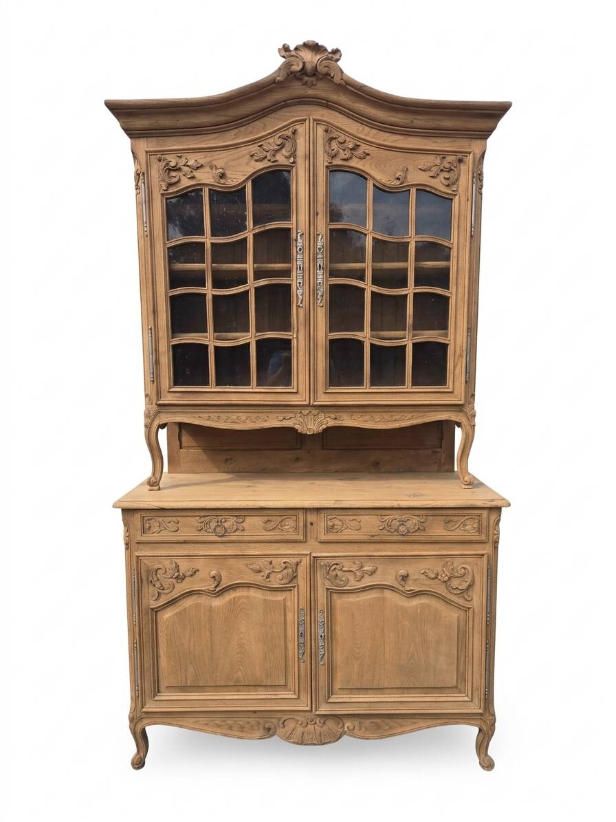 Buffet deux corps style Louis XV en chêne du XIXè