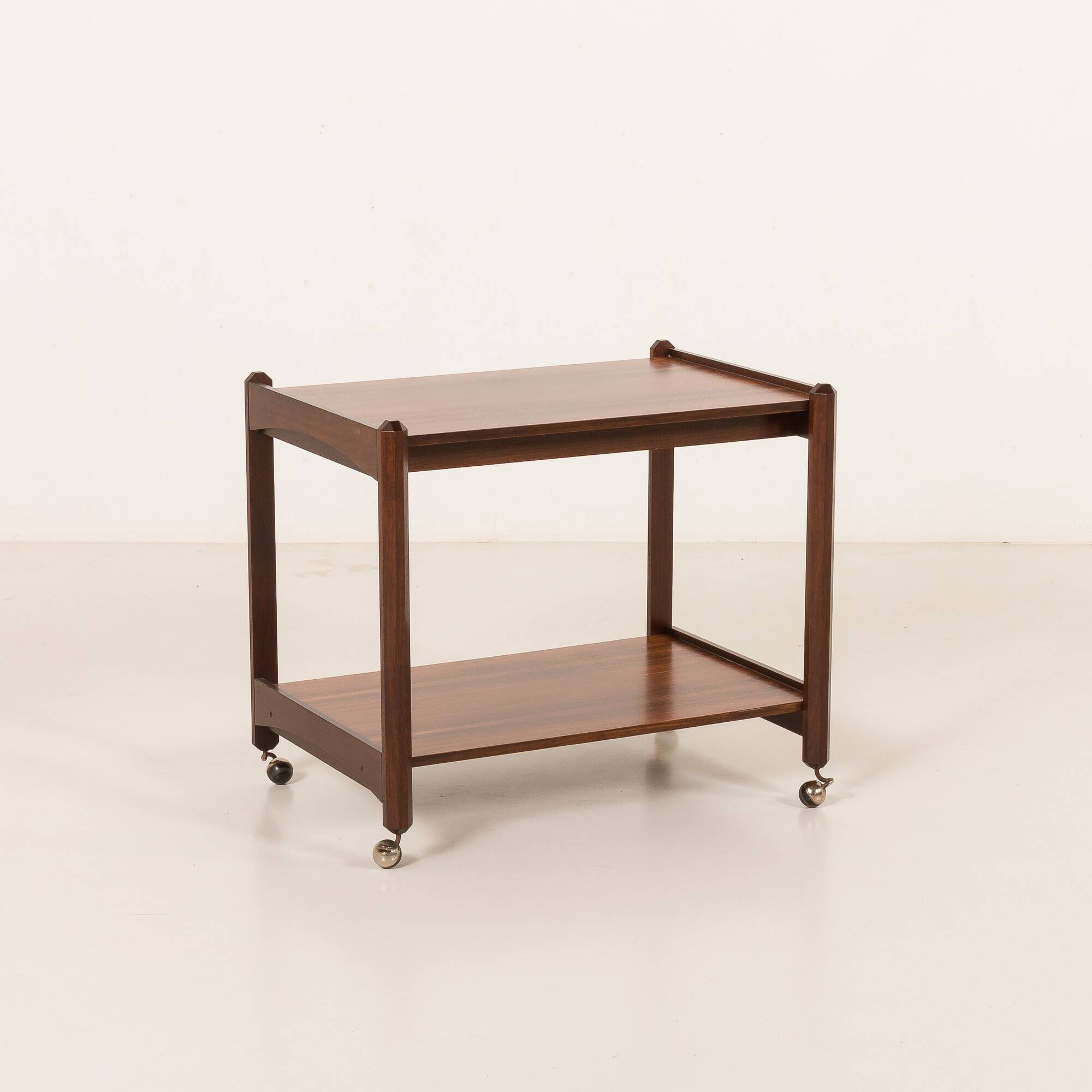 Italian mid century bar trolley, serving cart in rosewood, 1960s