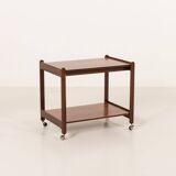 Italian mid century bar trolley, serving cart in rosewood, 1960s