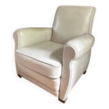Vintage club chair in cream white leather