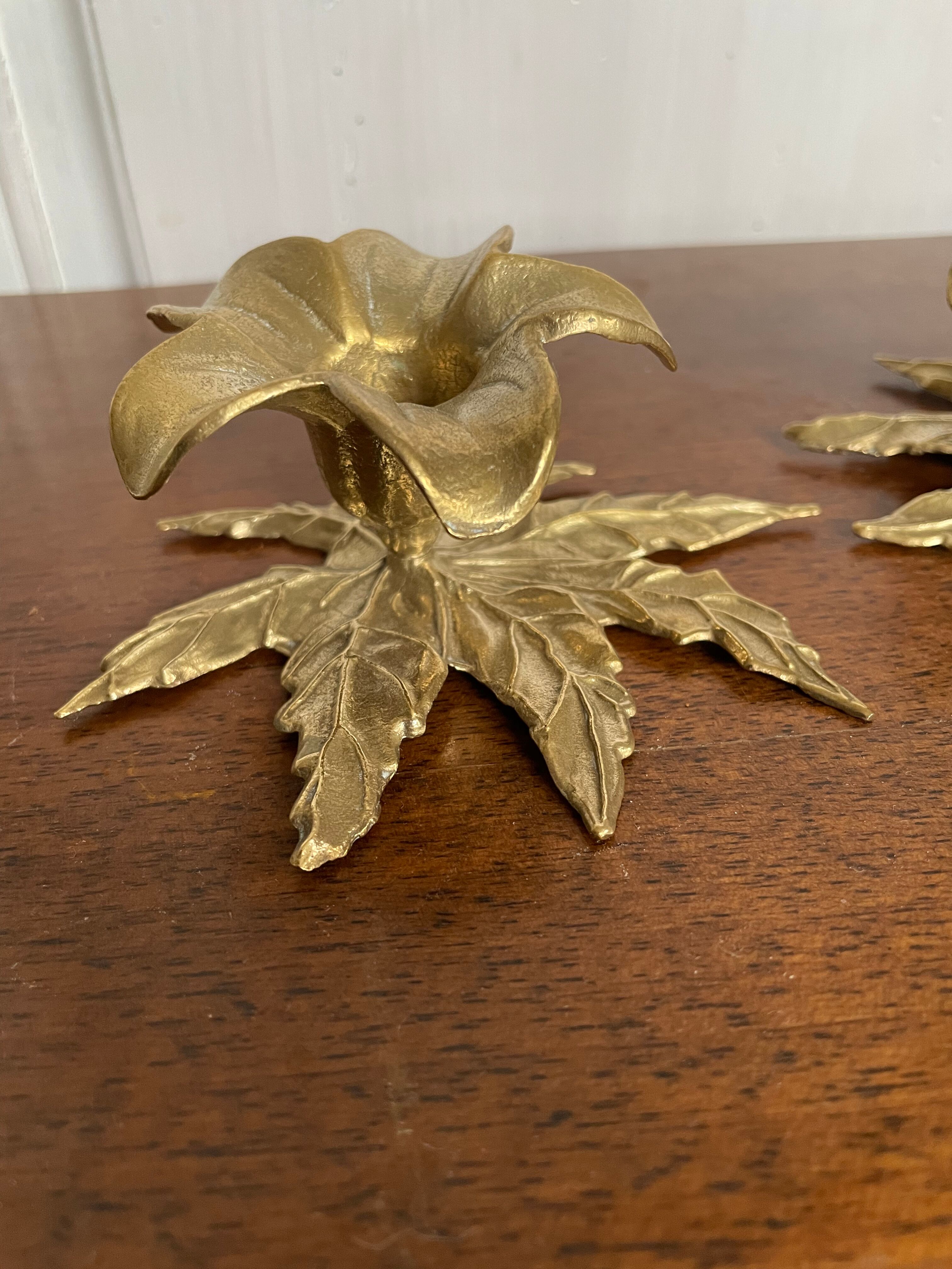Pair of vintage brass candle holders