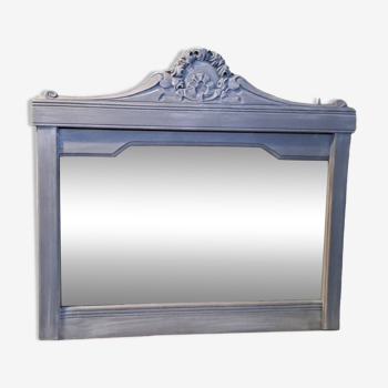 Miroir rectangulaire à poser sur meuble en bois peint gris patiné