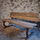 Vintage garden bench – oak and cast iron – from the 1960s