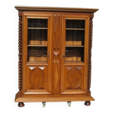 Louis XIII style walnut display cabinet bookcase