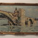 Avignon, the Saint Bénezet bridge, oil painting on panel signed B. Theaux