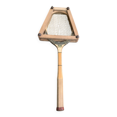Raquette de tennis en bois tunmer spécial, protège tamis cadre en bois vintage et collector