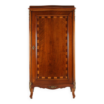 Antique wooden cabinet with inlay and bronze decorations, France ca. 1860