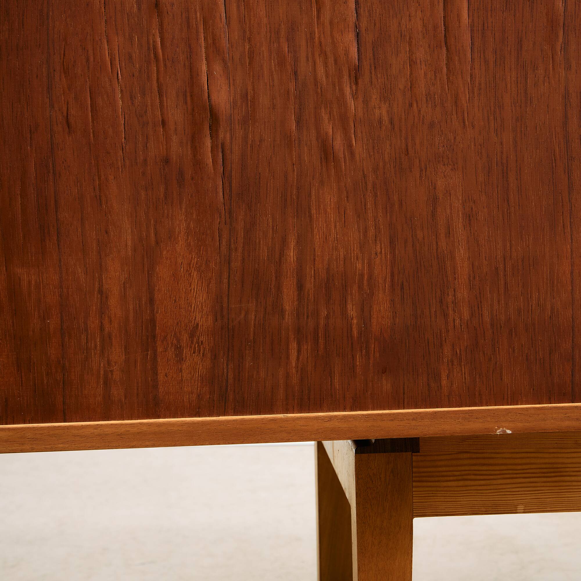 Rosewood and Teak Low Sideboard with Sliding Doors, 1960s