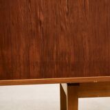 Rosewood and Teak Low Sideboard with Sliding Doors, 1960s