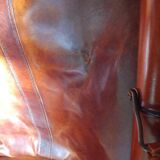 Leather folding armchair and footwork