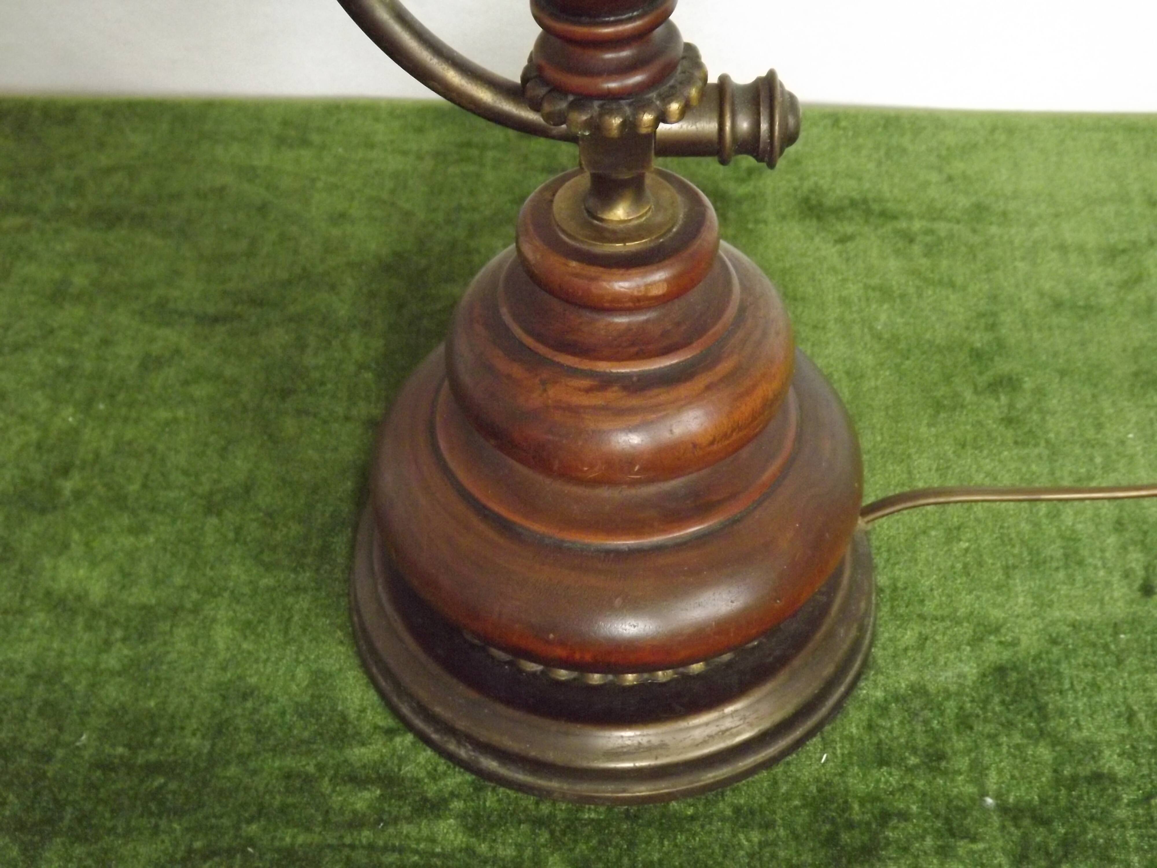 Wood and opaline glass lamp