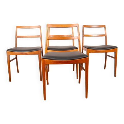 Suite de 4 chaises Danoises en Teck et cuir neuf modèle 430 par Arne Vodder