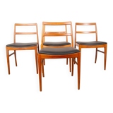 Suite de 4 chaises Danoises en Teck et cuir neuf modèle 430 par Arne Vodder