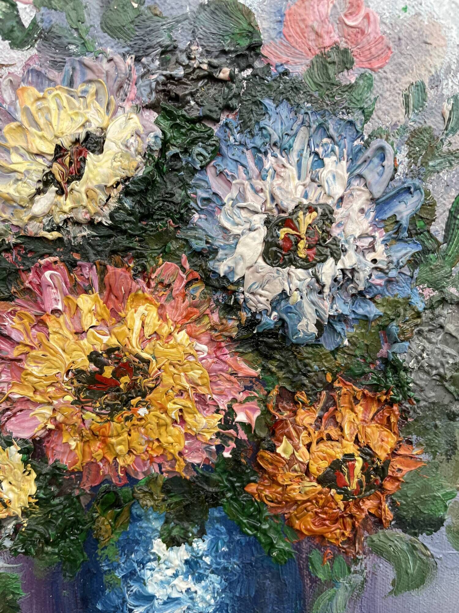 Old oil painting / Bouquet of flowers