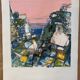Lithographie originale "les gorges" de camille hilaire