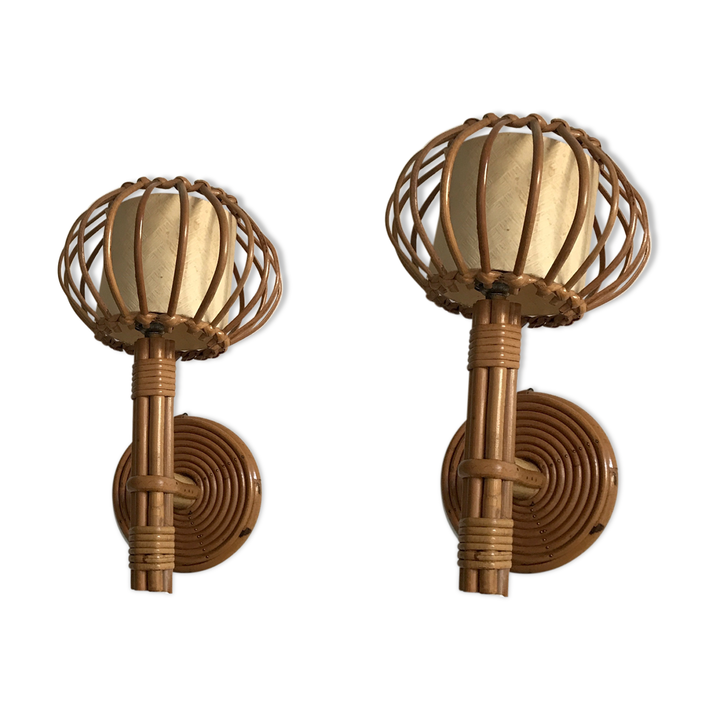 Pair of vintage rattan applies