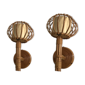 Pair of vintage rattan applies
