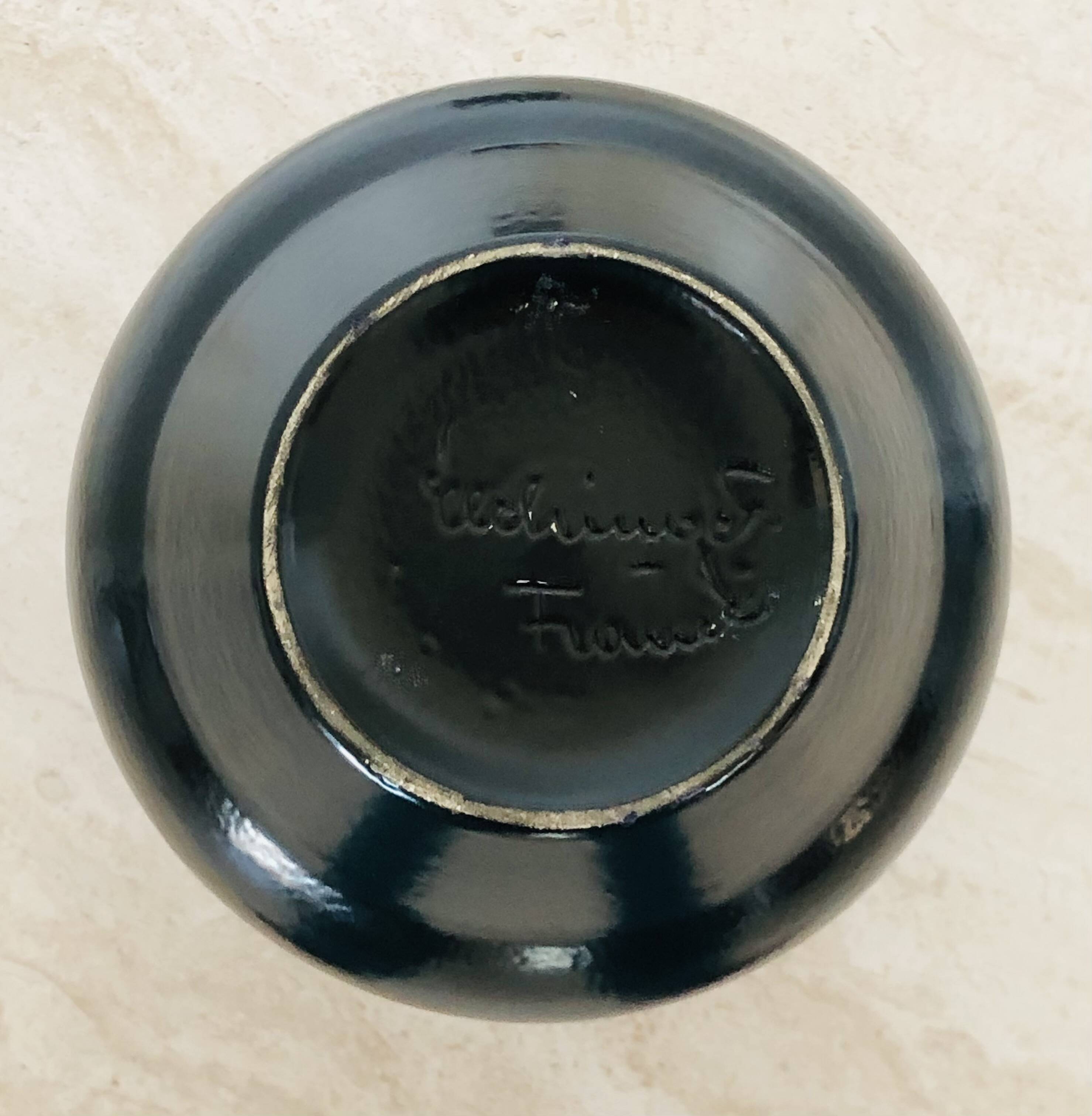 Piriform vase in red and black ceramic by Elchinger, France 1960s