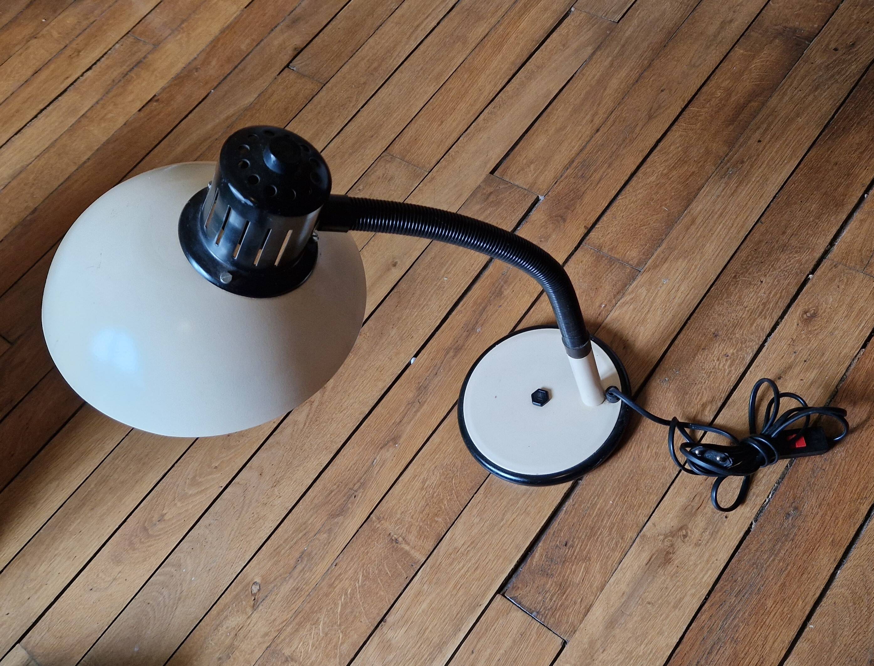 ALUMINOR white metal desk saucer lamp circa 1970