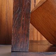 Cubist pair of bookends made of stained solid wood, 1960.