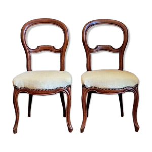 Paire de chaises capitonnées Louis-philippe en noyer d'époque XIX°