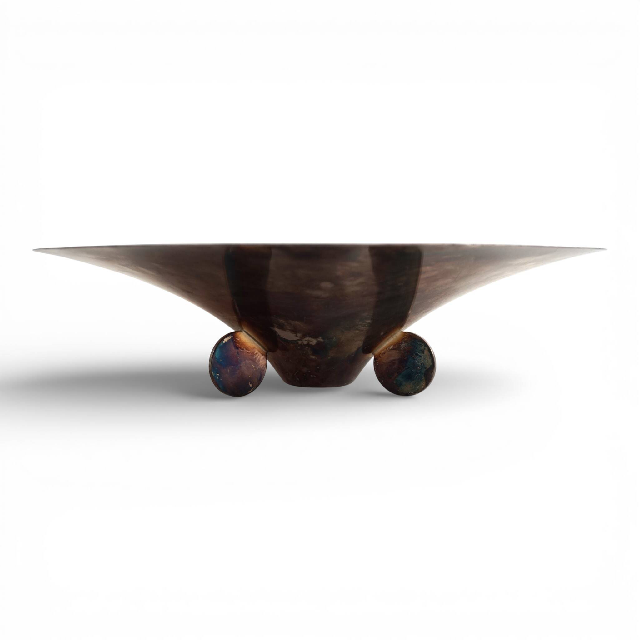 WMF Ikora sculptural Bauhaus bowl, silver-plated brass, by Paul Haustein, 1