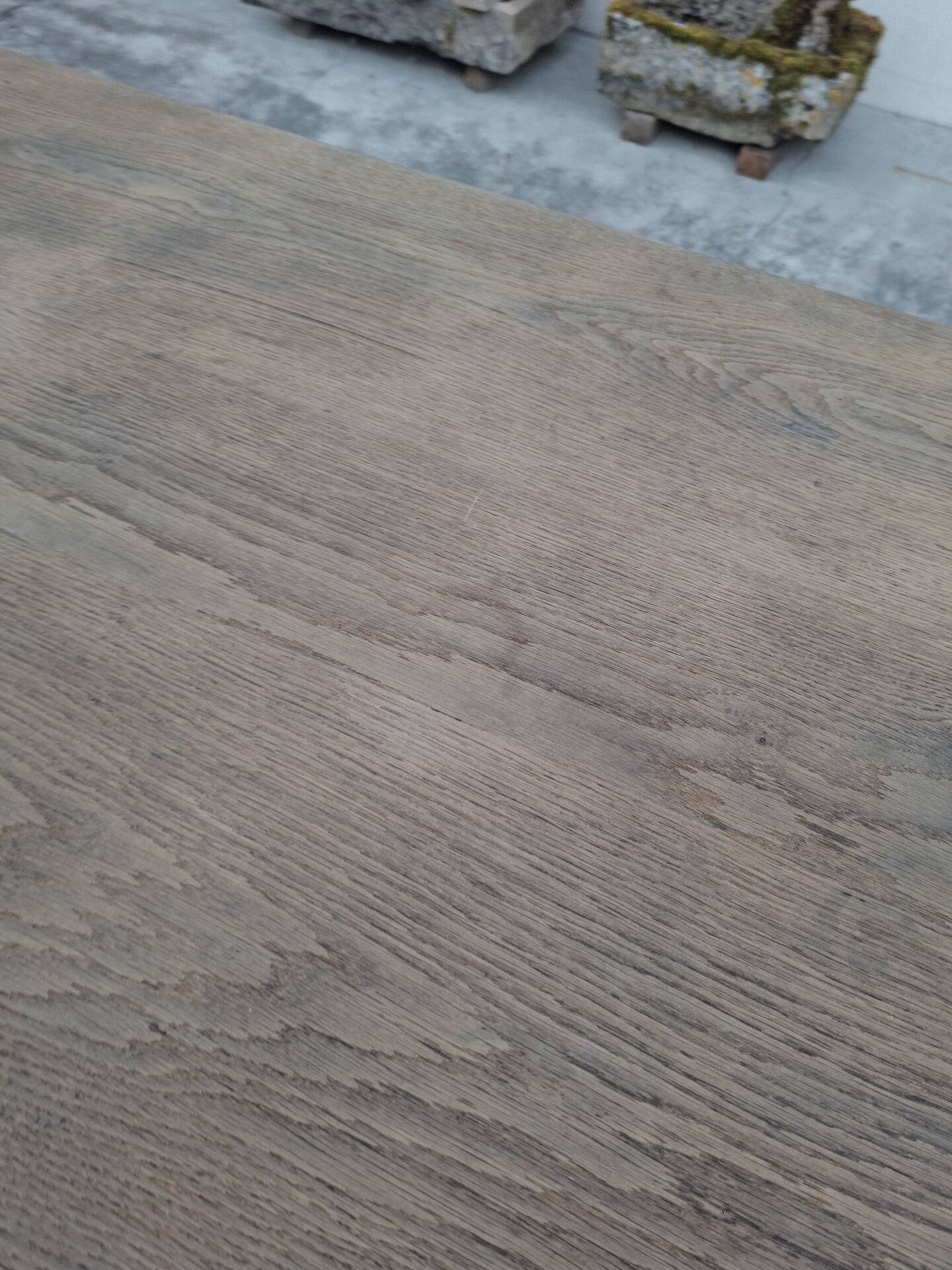 Solid oak farmhouse table fully sandblasted.