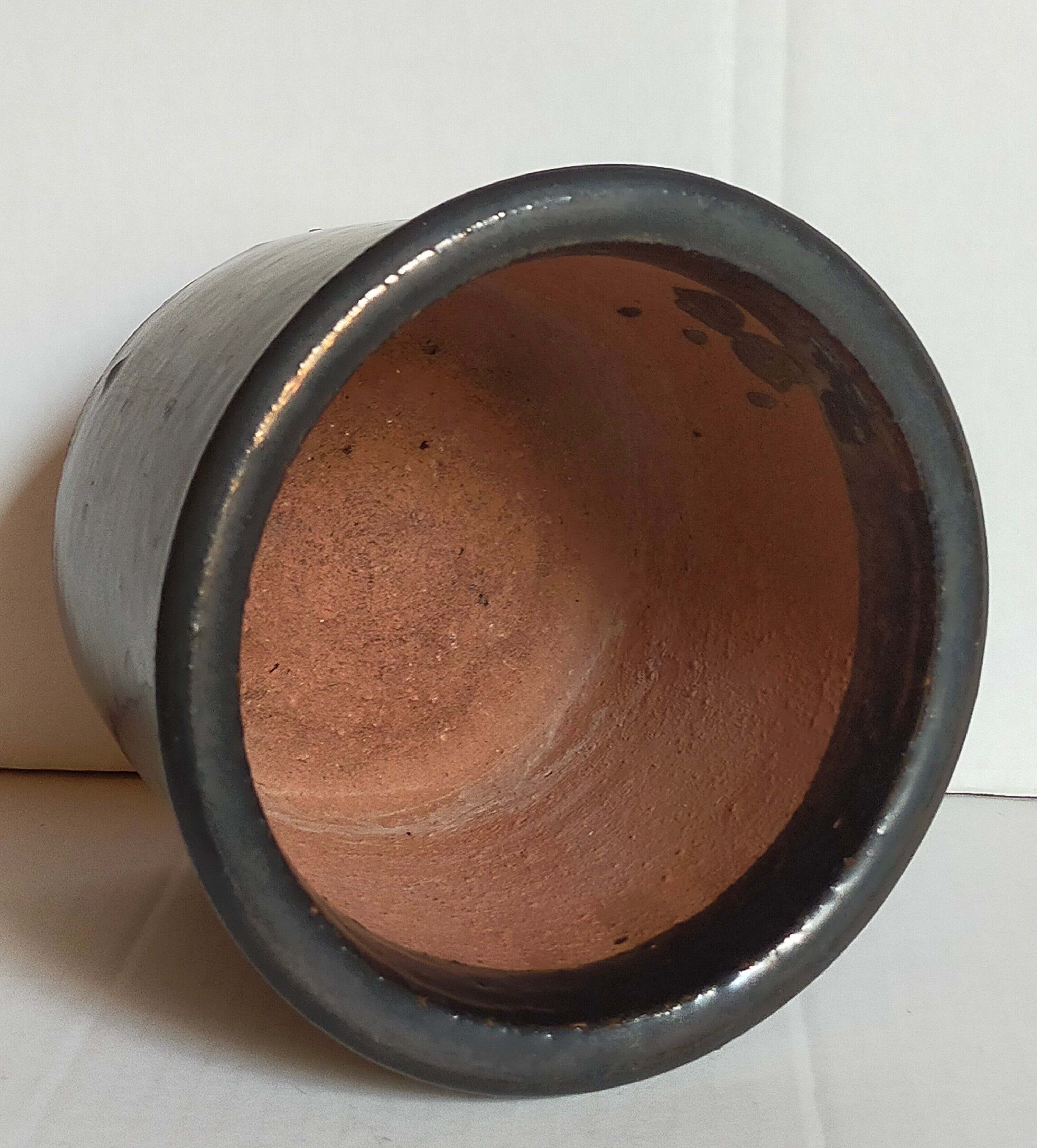 Vintage black glazed earthenware pot