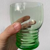 5 vintage green blown glass water glasses