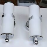 Opaline and chrome wall lights from the 1970s.