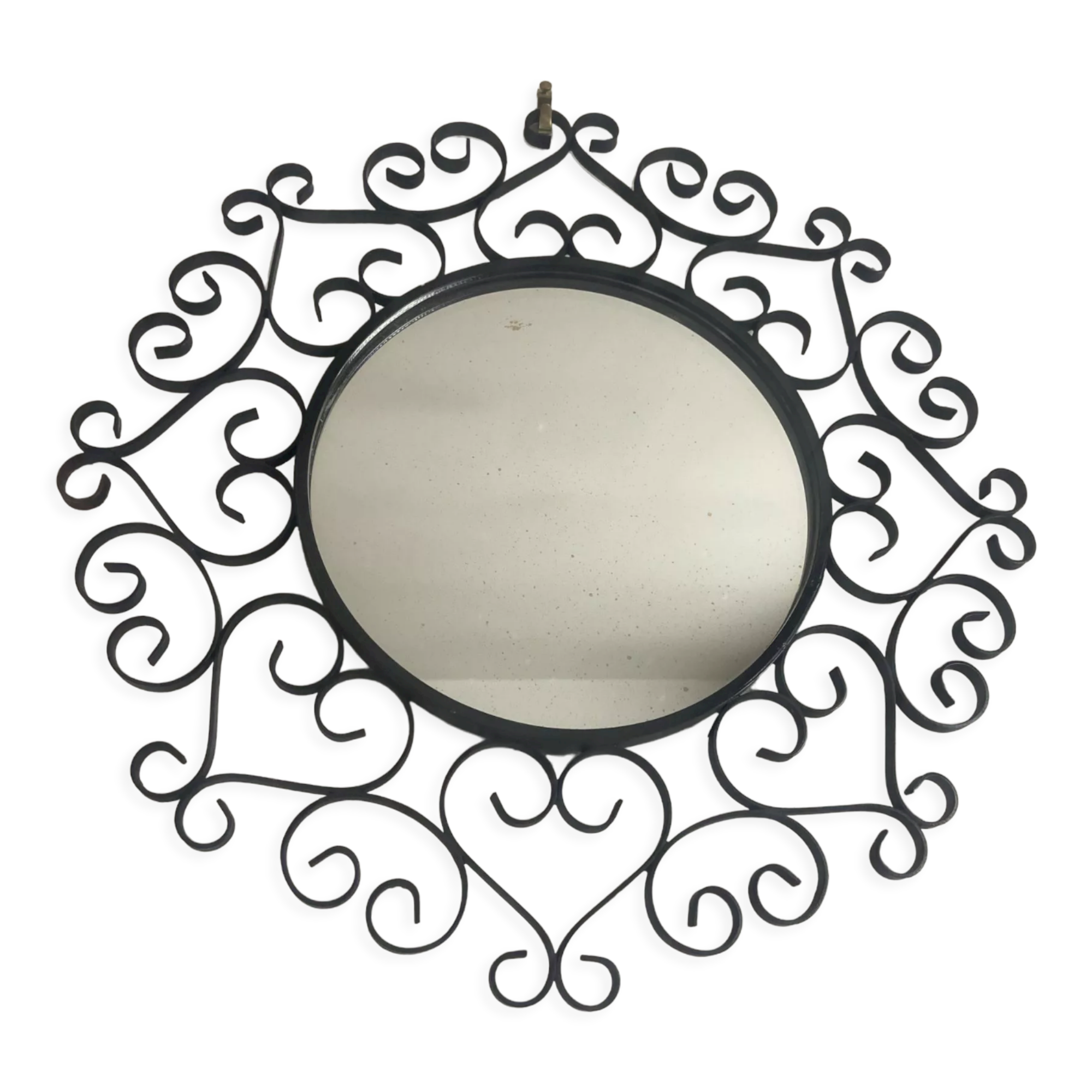 Miroir en fer forgé noir chaty vallauris années 50