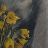 Oil on panel with raven or cozbeau still life with bouquet of flowers