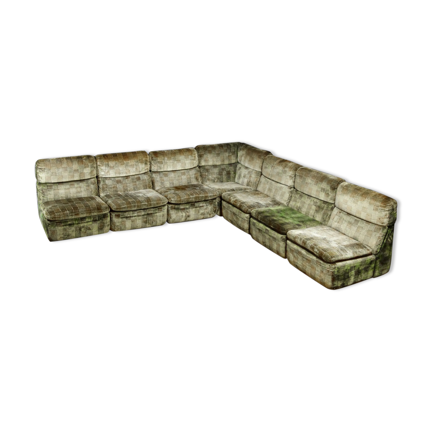 Rolf Benz modular corner sofa - green velvet - 1970s