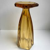 Amber molded glass vase 70s