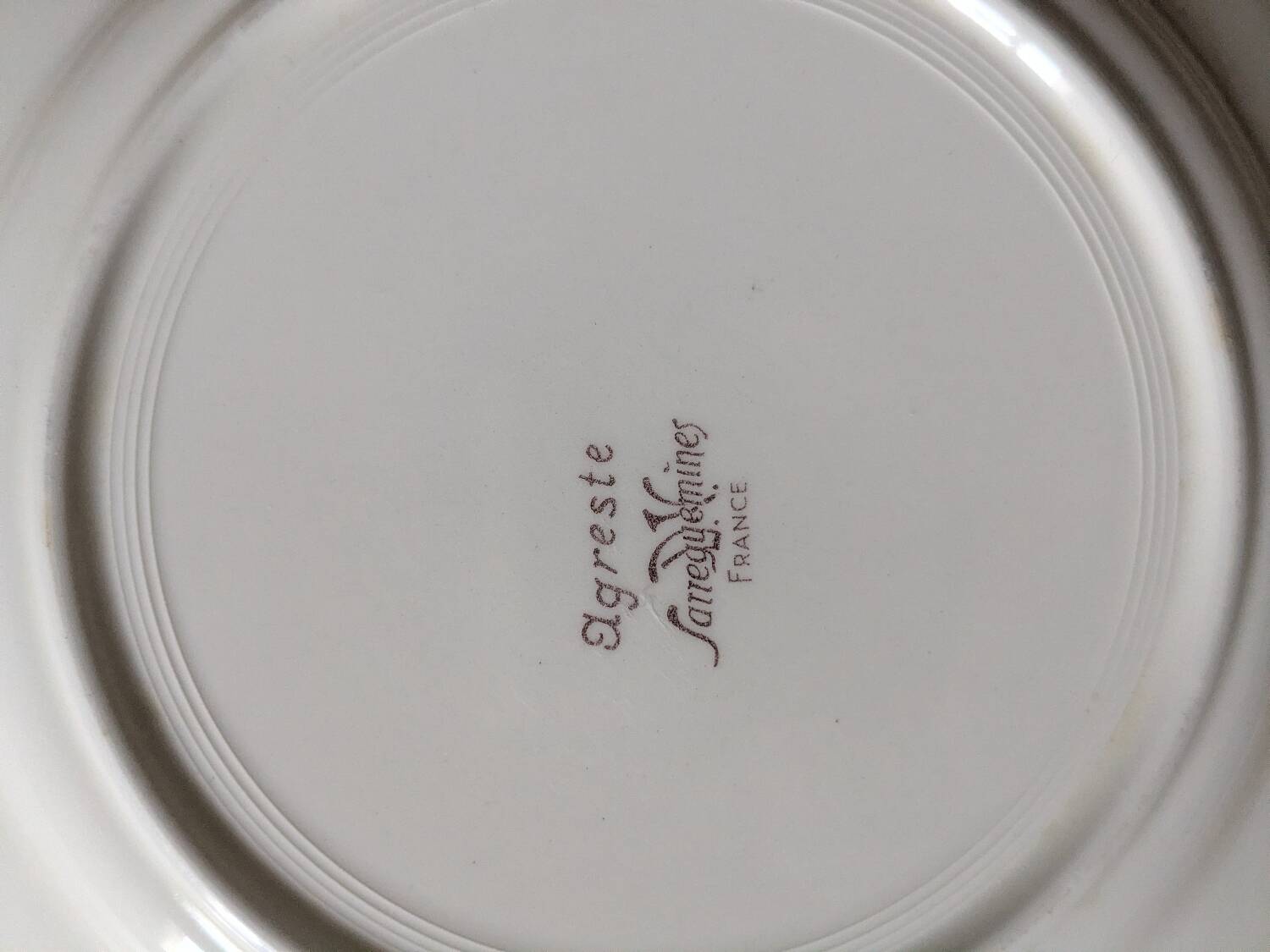 Two Sarreguemines Agreste dinner plates