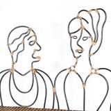 Iron and rattan bench